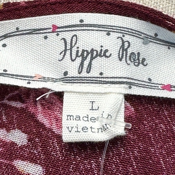 Hippie Rose Long Sleeve Cold Shoulder Floral Print Blouse - Red - size Large - Picture 7 of 13